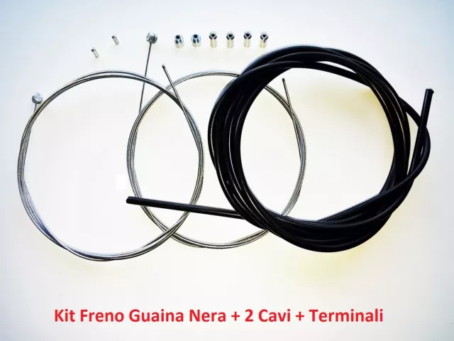 Kit Freno Guaina Nera + 2 Cavi + Terminali per bici 20"-24"-26" Pieghevole