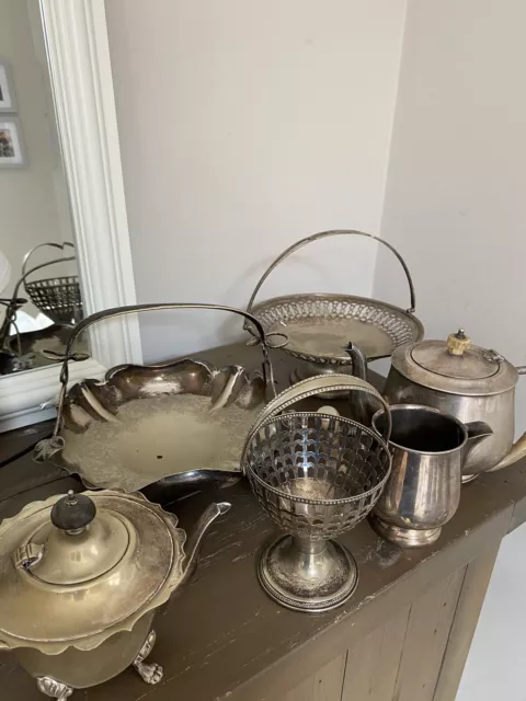 Vintage EPNS Silver Plate Bowls/ Tea Pot/jug P. Bros  1950s