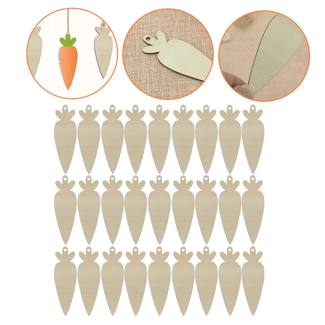 30 piezas rodajas de zanahoria de madera zanahoria hágalo usted mismo adornos de decoración a mano tablero para niños