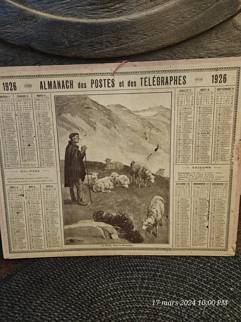 Ancien Calendrier Almanach Des Postes Et Télégraphes De 1958, France, Vintage