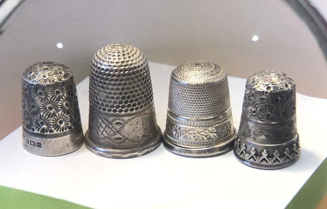 Four Antique Vintage Silver Thimbles Charles Horner,  James Fenton  Free UK Post