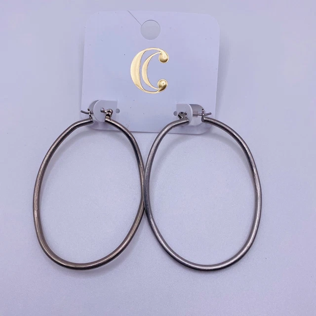 Charming Charlie Silvertone Hoop Earrings New
