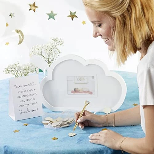 Kate Aspen Baby Shower Guest Book Frame with Wooden Guestbook Alternative Siz...