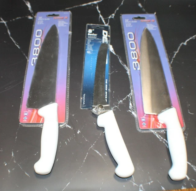 Chefs Knife LOT Mundial 3800 10in x2 Dexter 8in Serrated x1 NEW NIP NSF SHARP