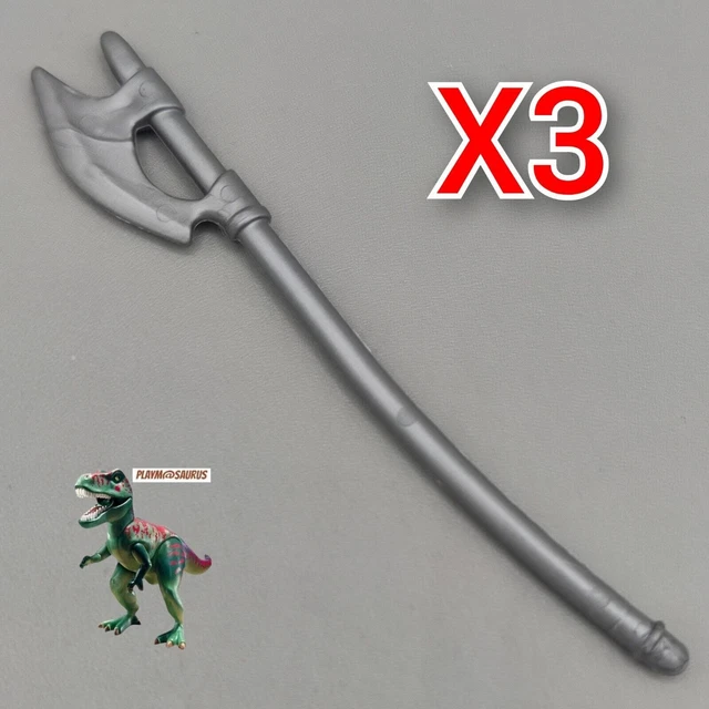 Lot De 3 Armes Médiévales Playmobil - Masses à Broches Grises Pour Chevaliers