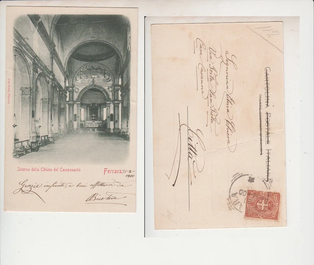 Ferrara: Interno della Chiesa del Camposanto. Cart. fp fine '800 vg 1900