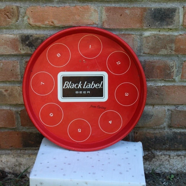 Vintage CARLING BLACK LABEL BEER Tray - VTG metal bar serving tray man cave