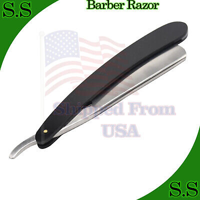 Barber Straight Cut Throat Shaving Razor Shavette Black Handle