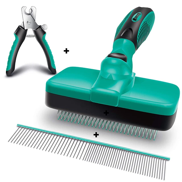 Acero Inoxidable Peine Cepillo Con Cortauñas Para Mascotas Para Gatos Perros New