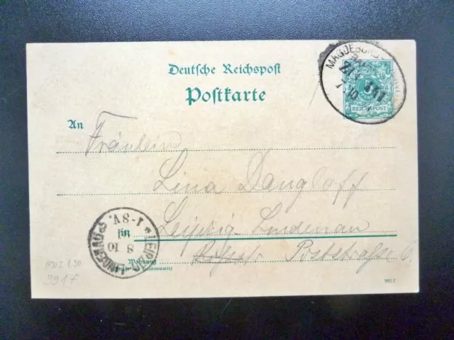 DR-Postkarte P30I, Bahn-Stempel MAGDEBURG-HANNOVER und LEIPZIG LINDENAU
