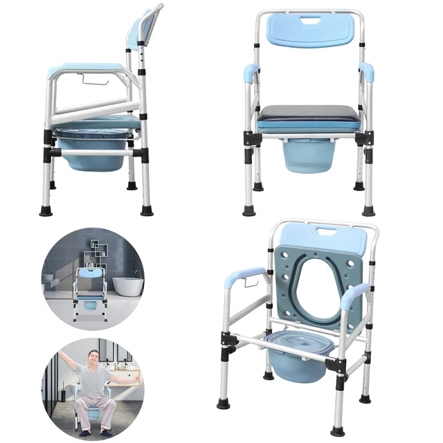Silla de inodoro silla de noche ayuda de inodoro silla de ducha fija inodoro + respaldo