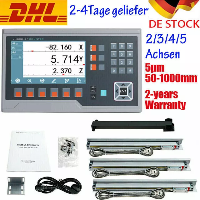 3/4/5Achsen Digitalanzeige DRO Lineare Skala Scale Hohe Präzision 50-1000mm CNC