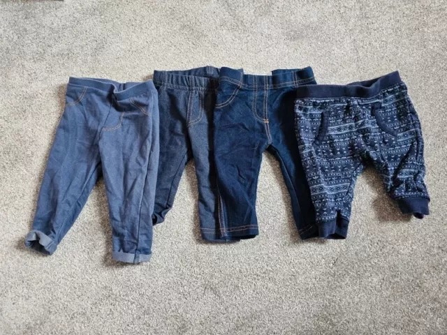 Baby Girls Boys Unisex Blue Leggings Bottoms Trousers Bundle F&F Age 3-6 Months