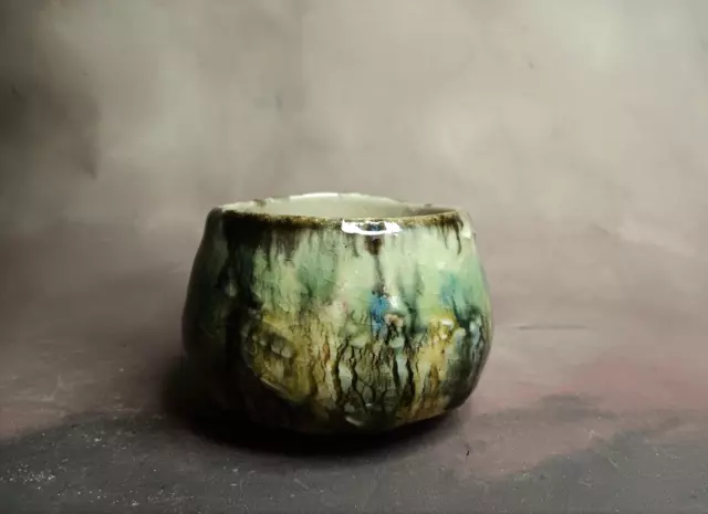Studio Pottery.  Yunomi / Chawan Matcha  Japanese Tea bowl John Wright. Wood ash