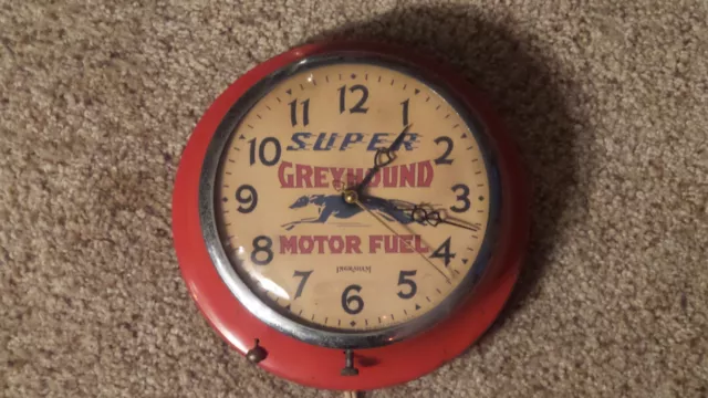 Antique 1920's Greyhound Motor Fuel Gas Station Old Store Advertising Clock RARE