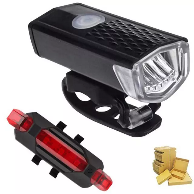 LED Bike Light Front & Rear MTB Bicycle USB Rechargeable Torch Lamp Headlight