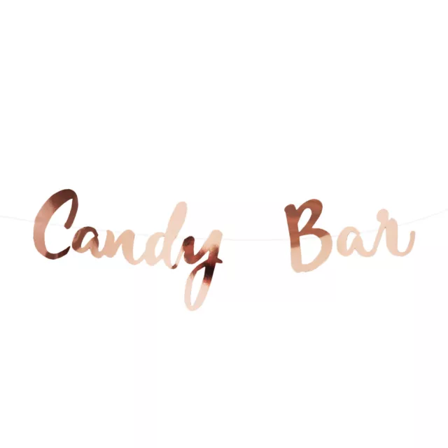 Candybar Girlande Banner 1,5m Roségold für JGA Hochzeit Geburtstage Party Deko