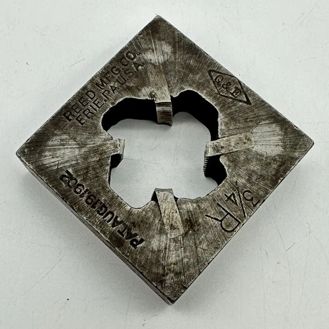 Vintage Reed Manufacturing Company 3/4 R Die Erie, PA Pat Aug 19, 1902 NICE