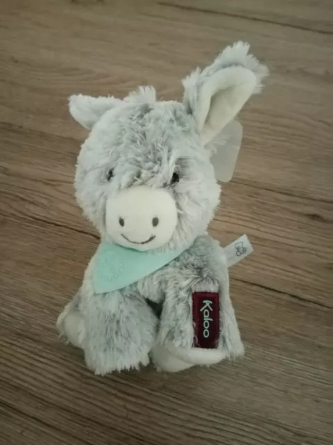Doudou ane gris blanc foulard bleu Régliss KALOO petit modèle NEUF
