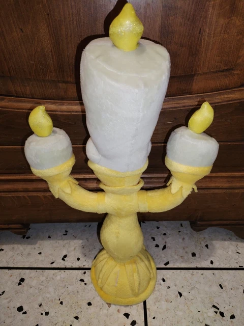 Disney store peluche lumière chandelier la belle et la bête