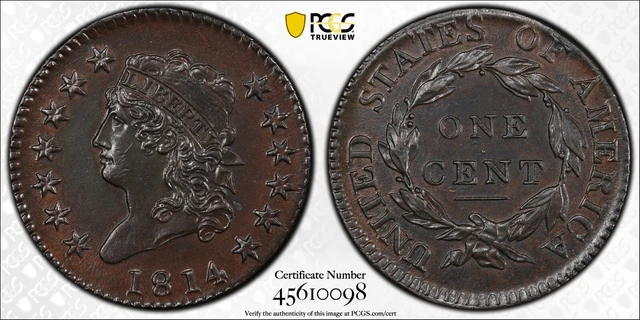 1814 Classic Head Large Cent 1c Crosslet 4 PCGS UNC Detail Altered Surface