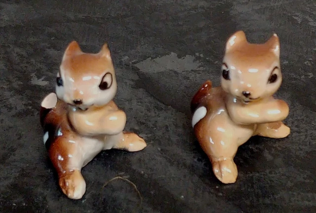 Set of 2 Vintage Hagen Renaker Chipmunk Figurines