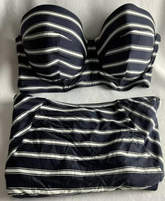 CITY CHIC CURVE - Corfu Underwire Stripe Bikini Navy Blue Stripes Size S=16  #Q $19.40 - PicClick AU