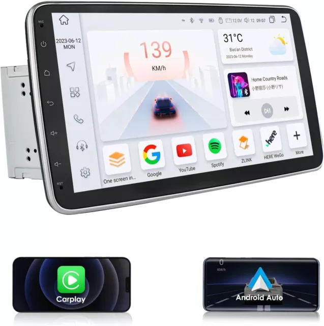 10.1" 8 Core Double 2 Din Android 12 QLED Rotatable Car Stereo Radio Carplay DSP