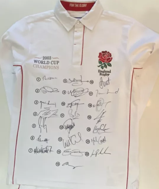 2003 🏴󠁧󠁢󠁥󠁮󠁧󠁿 England RUGBY World Cup Winners Signed Shirt by The 22! 2