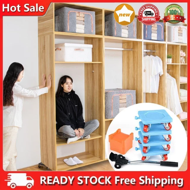 Household Transport Heavy Furniture Mover Wheeled Rollers Bar Set (Blue)