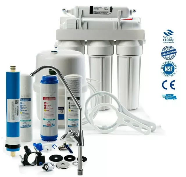Under-Sink 5 Stage Reverse Osmosis Drinking Water Filter System Kit+ Faucet Prem