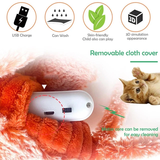 USB Recargable Eléctrico Móvil Gato Juguete Floppy Langosta Peluche Juguetes Mascota GB