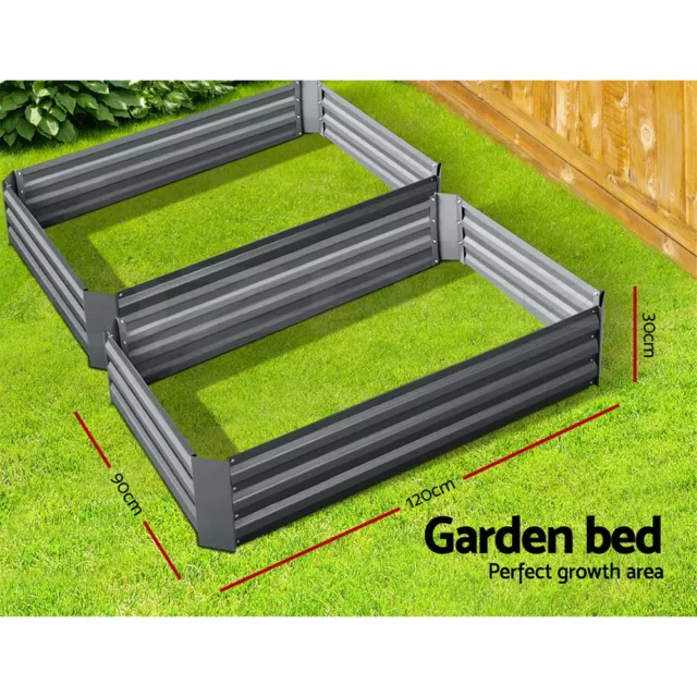 Greenfingers 2x Garden Bed 120x90cm Planter Box Raised Container Galvanised Herb 3