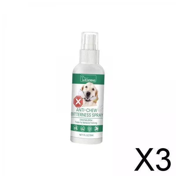 3X Spray Anti-mastication pour animaux de compagnie, 30ml, Spray amer efficace