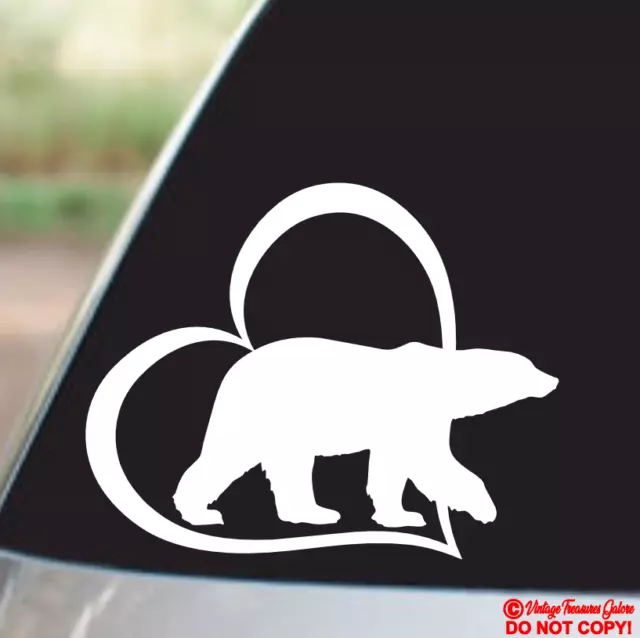 POLAR BEAR HEART Vinyl Decal Sticker Car Window Wall Bumper Funny Cute Love Jdm