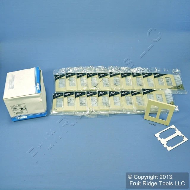 Leviton Ivory Decora SCREWLESS 2-Gang Wallplates GFCI GFI Cover 80309-I 20-Pack