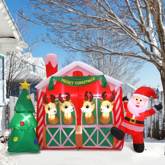 2.8m Inflatable Santa Claus with 4 Reindeer Blow Up Christmas Outdoor LED Lights