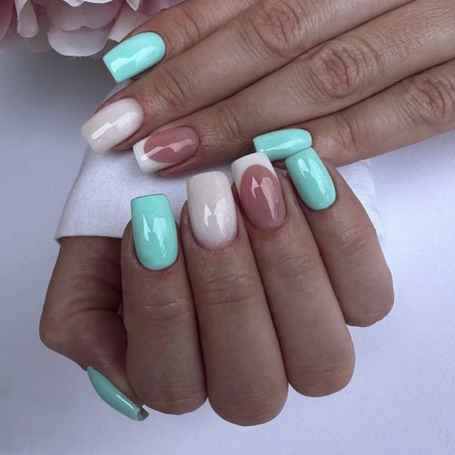 Long Square False Nails French Press on Nails Fashion Fake Nials  Women Girls