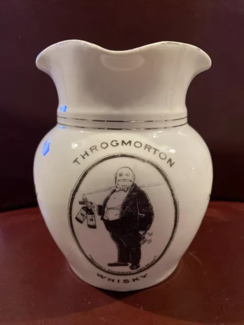 Throgmorton Scotch Whisky Gold Crest Water Advertising Jug Bar Pub Mancave