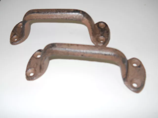 1 Cast Iron Antique Style RUSTIC Barn Handle, Gate Pull, Shed / Door Handles HD 2