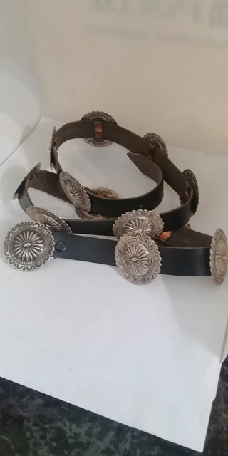 Vintage Native American Navajo Sterling Silver Concho Belt Old Pawn Vintage Native American Navajo Sterling Silver Concho Belt Old Pawn