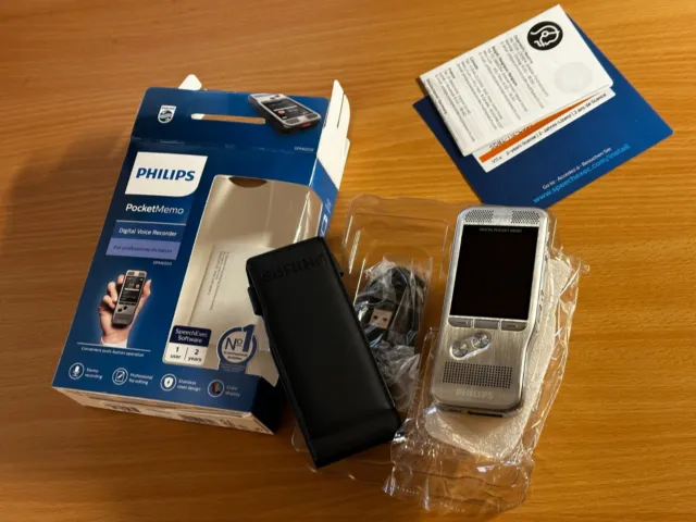 Philips Digital Voice Recorder Dictaphone stereo portable rechargeable SD card