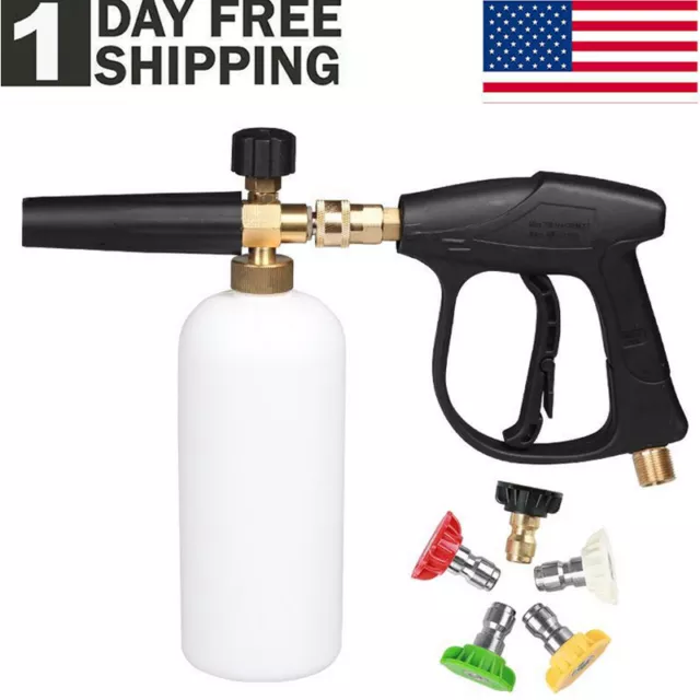 1/4" Snow Foam Pressure Washer Gun Car Wash Soap Lance Cannon Spray Jet Bottle
