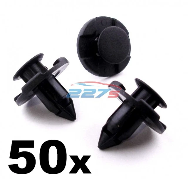 50/100 Pezzi Rivetti In Plastica Nera 8mm Fissaggi - Italy