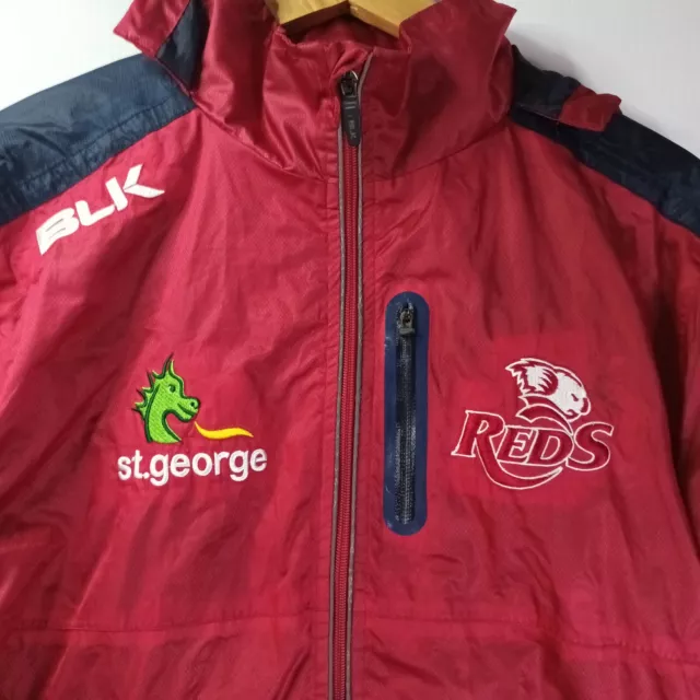 BLK Queensland Reds Super Rugby Mens Full Zip Jacket Size M Spray Jacket 2