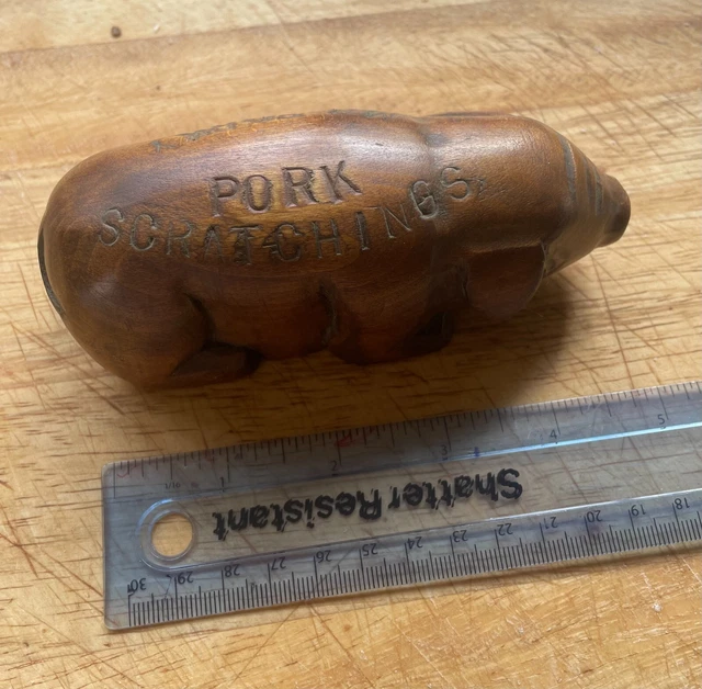 Mr Porky pork scratchings advertising pig promo item ? wood pork rinds