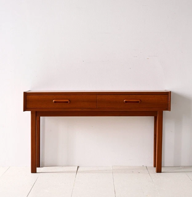 MidCentury Tavolino scandi con due cassetti, design scandinavo vintage, 60s