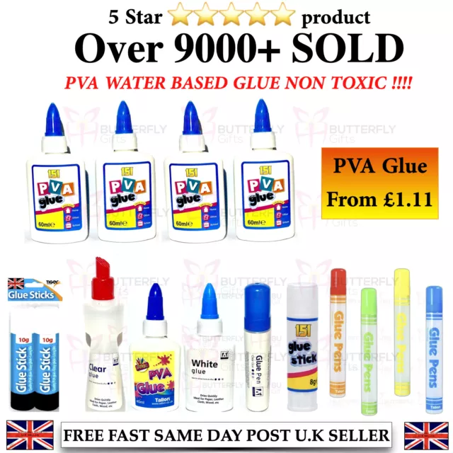 PVA Glue bottles Washable Safe Glue Ideal School Craft Home Office NON Toxic