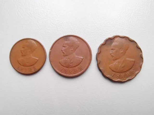 Äthiopien, 3 Münzen, Lot, Santeem, 1944 2