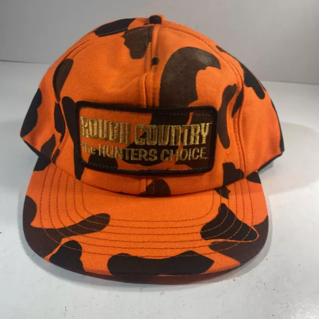 Vintage Rough Country Chewing Tobacco Blaze Orange Camo Hat Foams In Good Shape